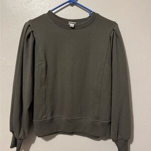 A New Day Dark Green Puff Sleeve Sweatshirt